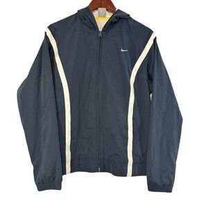 Vintage Nike Grey Tag Navy Blue Windbreaker Jacket Large‎ 12-14